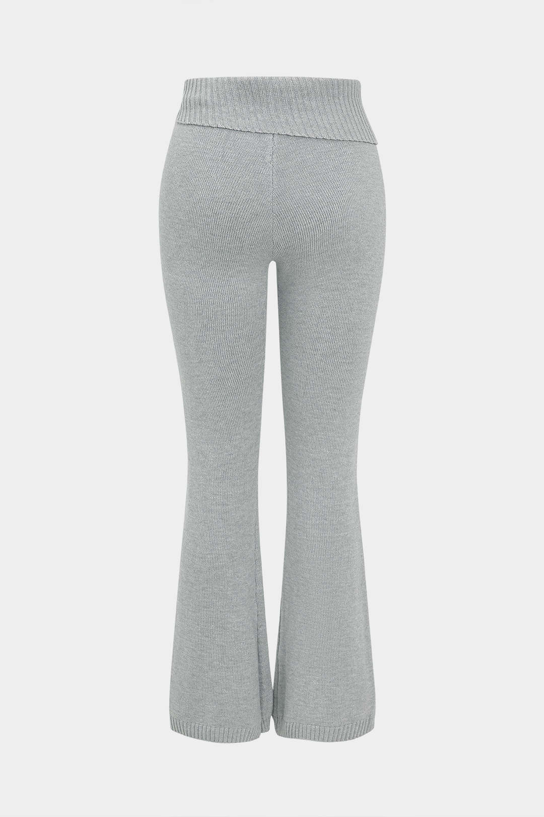 Solid Knit Hooded Top and Asymmetrical Pants Combo