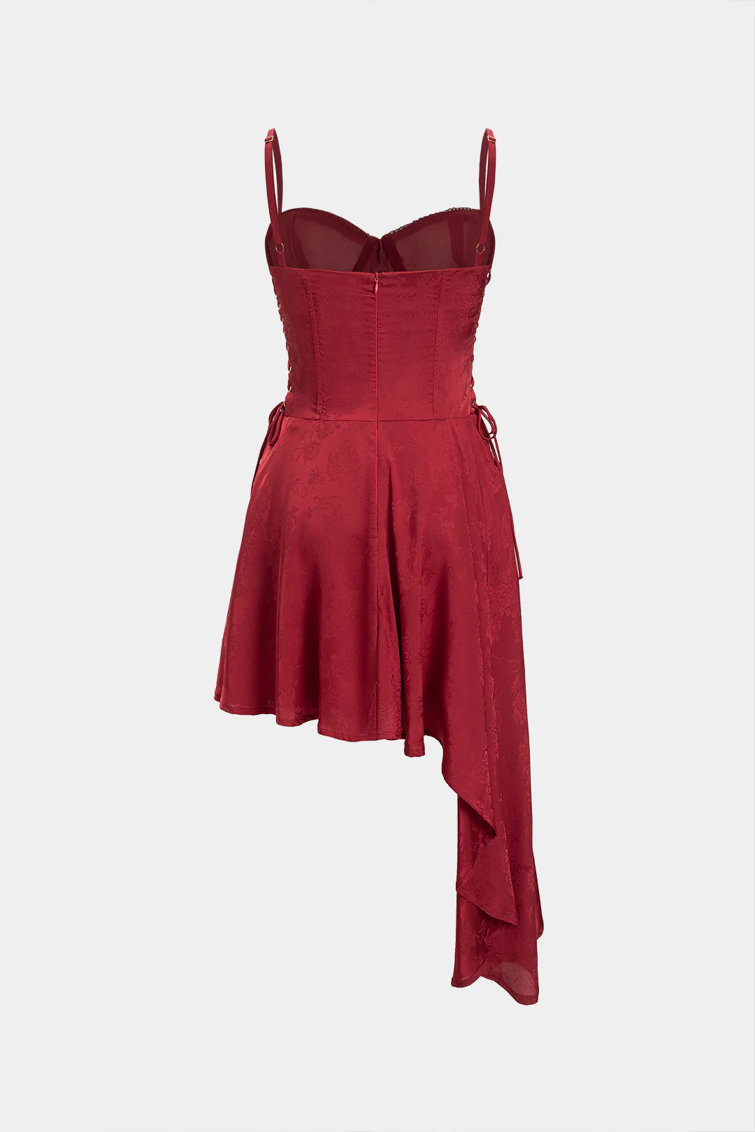 Jacquard Bustier Slip Asymmetrical Sleeveless Midi Dress