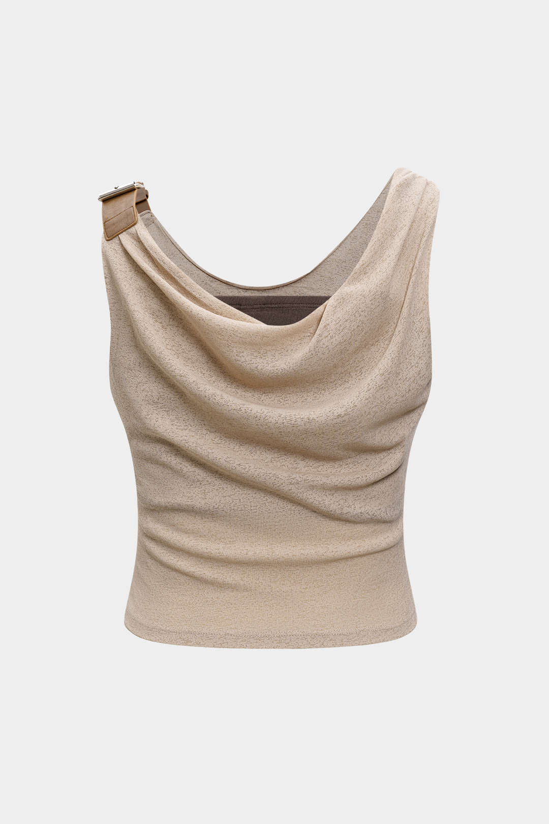 Metallic Decor Asymmetrical Ruched Tank Top