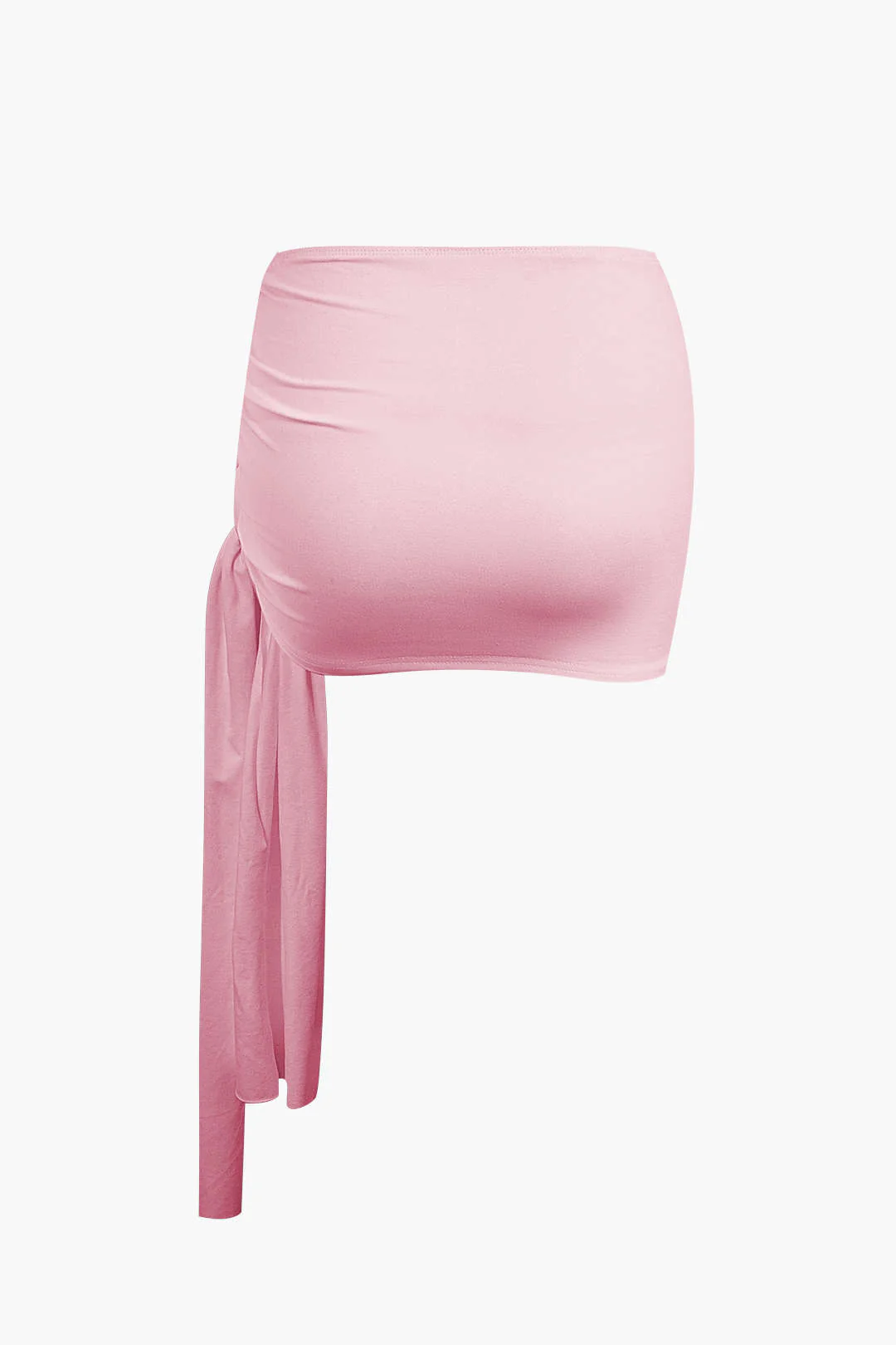 Asymmetrical Ruched Crop Top and Tie Mini Skirt Set