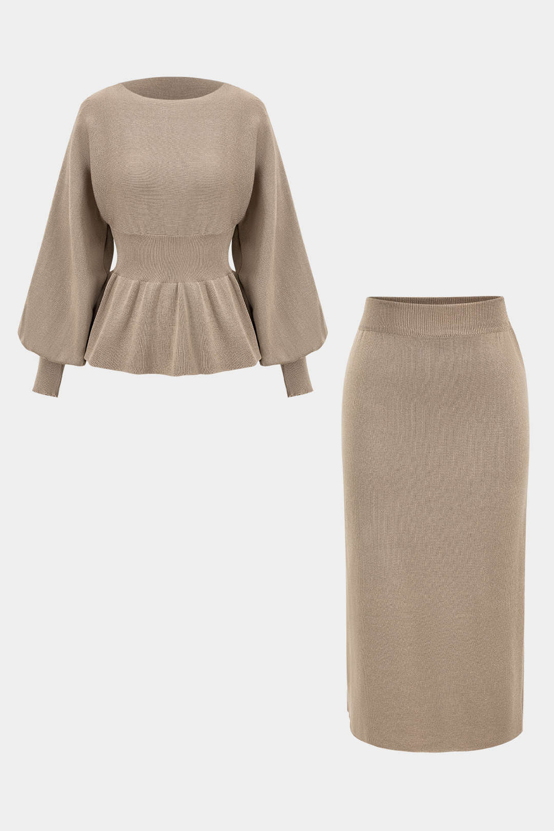Knit Gigot Sleeve and Skirt Ensemble