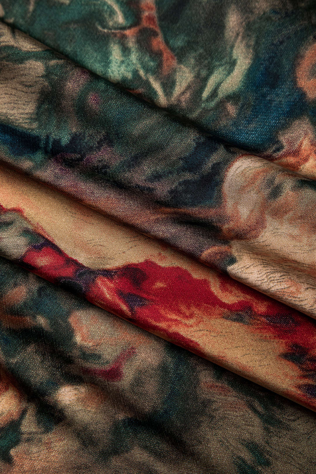 Plus Size Abstract Print Satin Tie Front Skirt