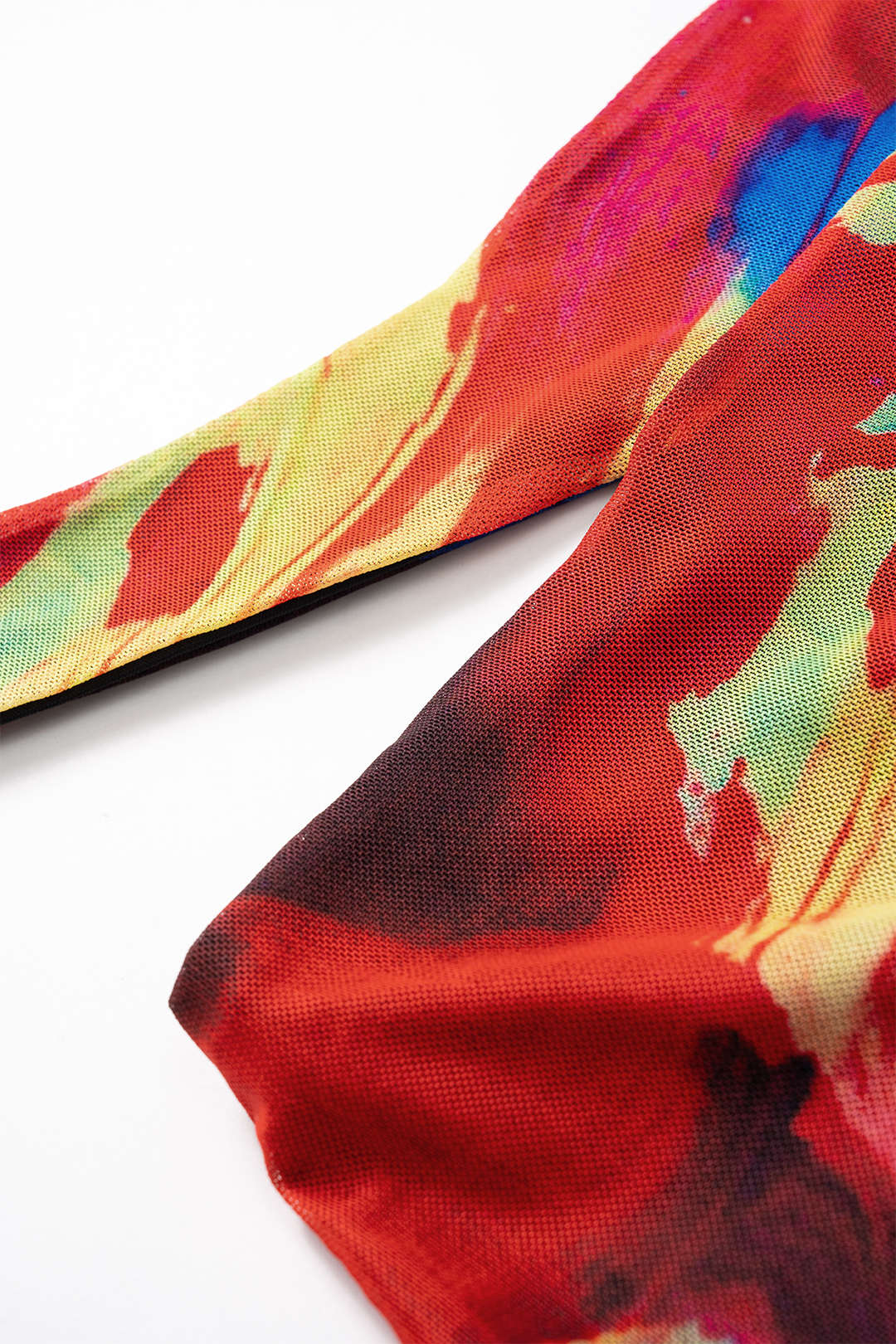 Mesh Abstract Print Cut-Out Crossed Skirt