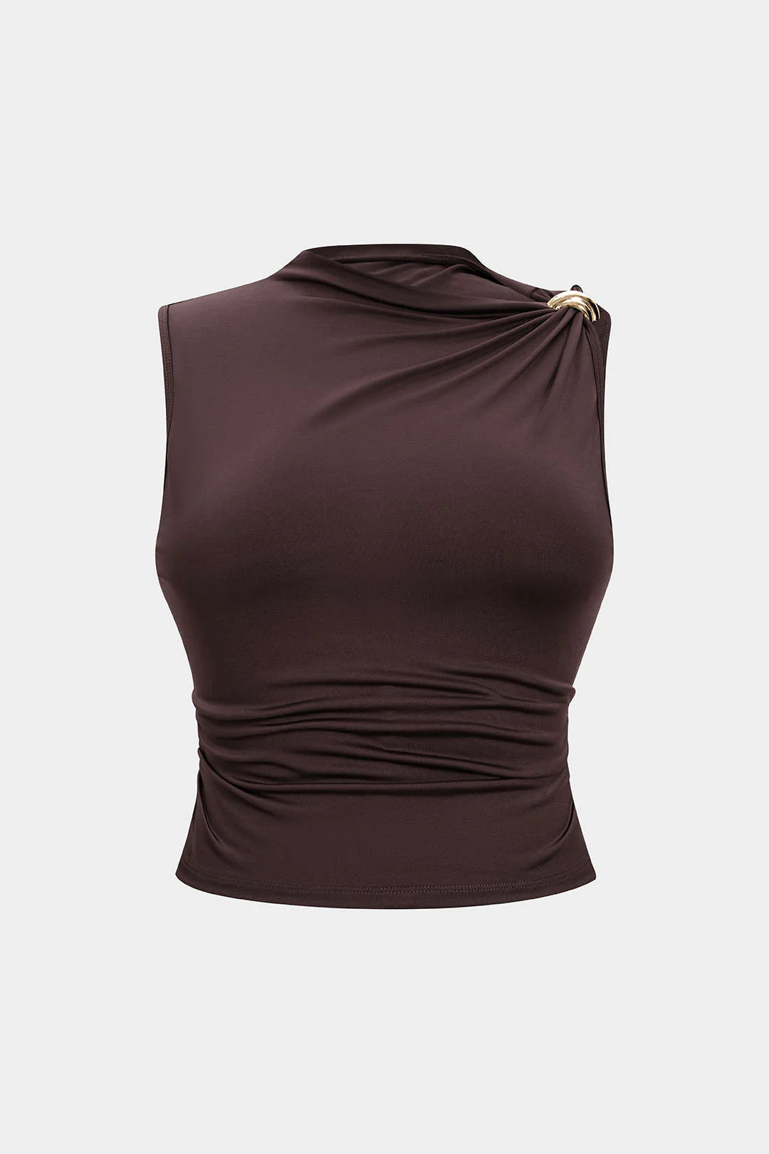 Plus Size Asymmetrical Metallic Trim Tank Top