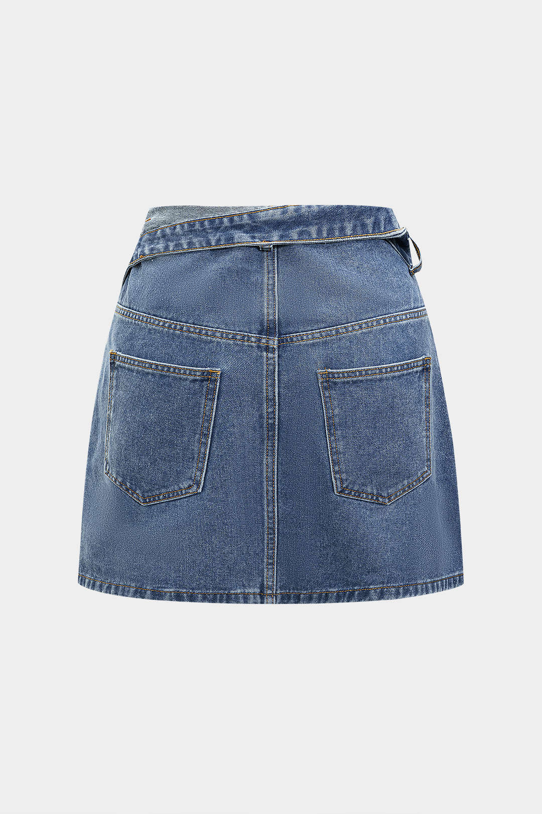Denim Skirt with Asymmetrical Pocket