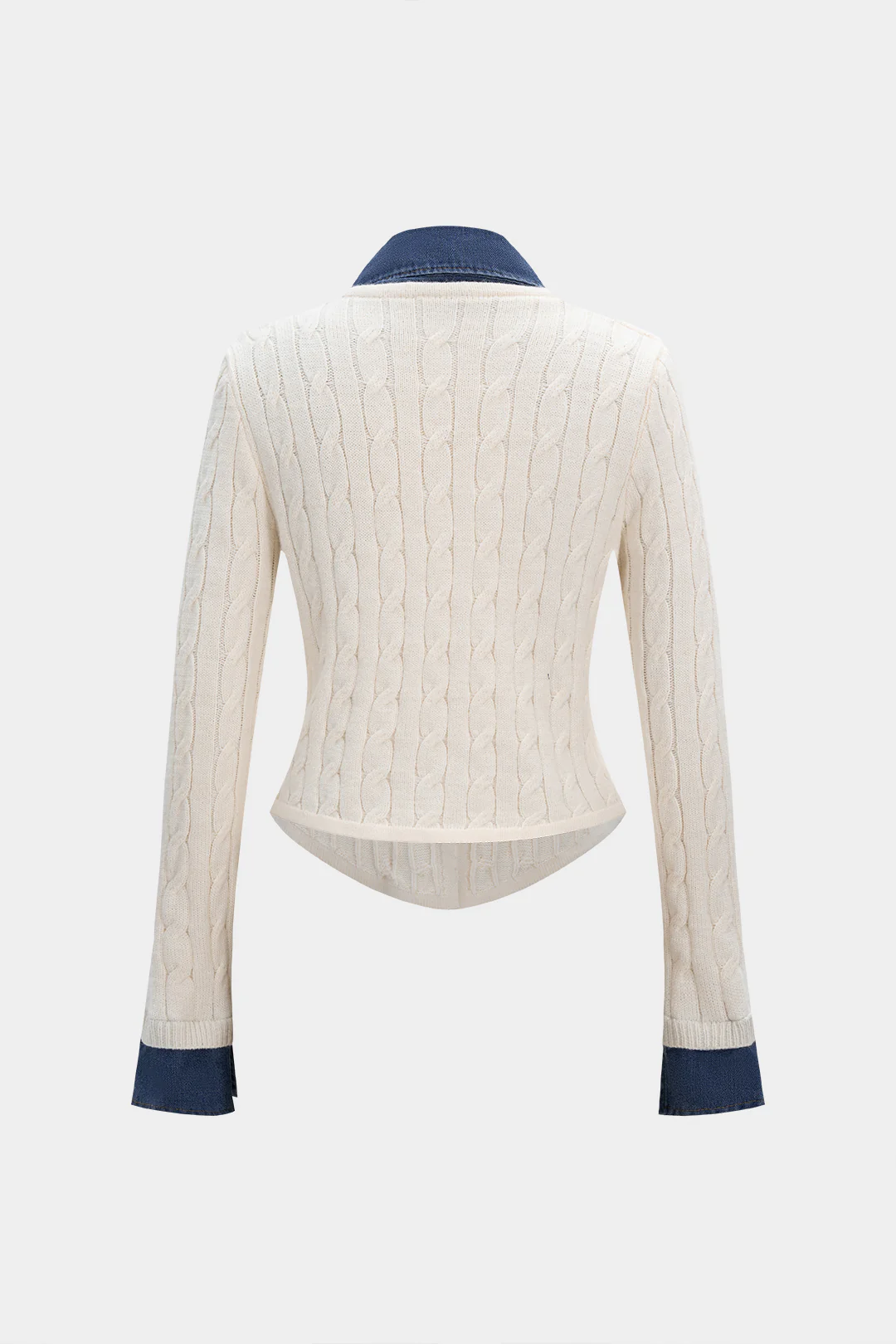 Knit Button Patchwork Long-Sleeve Top