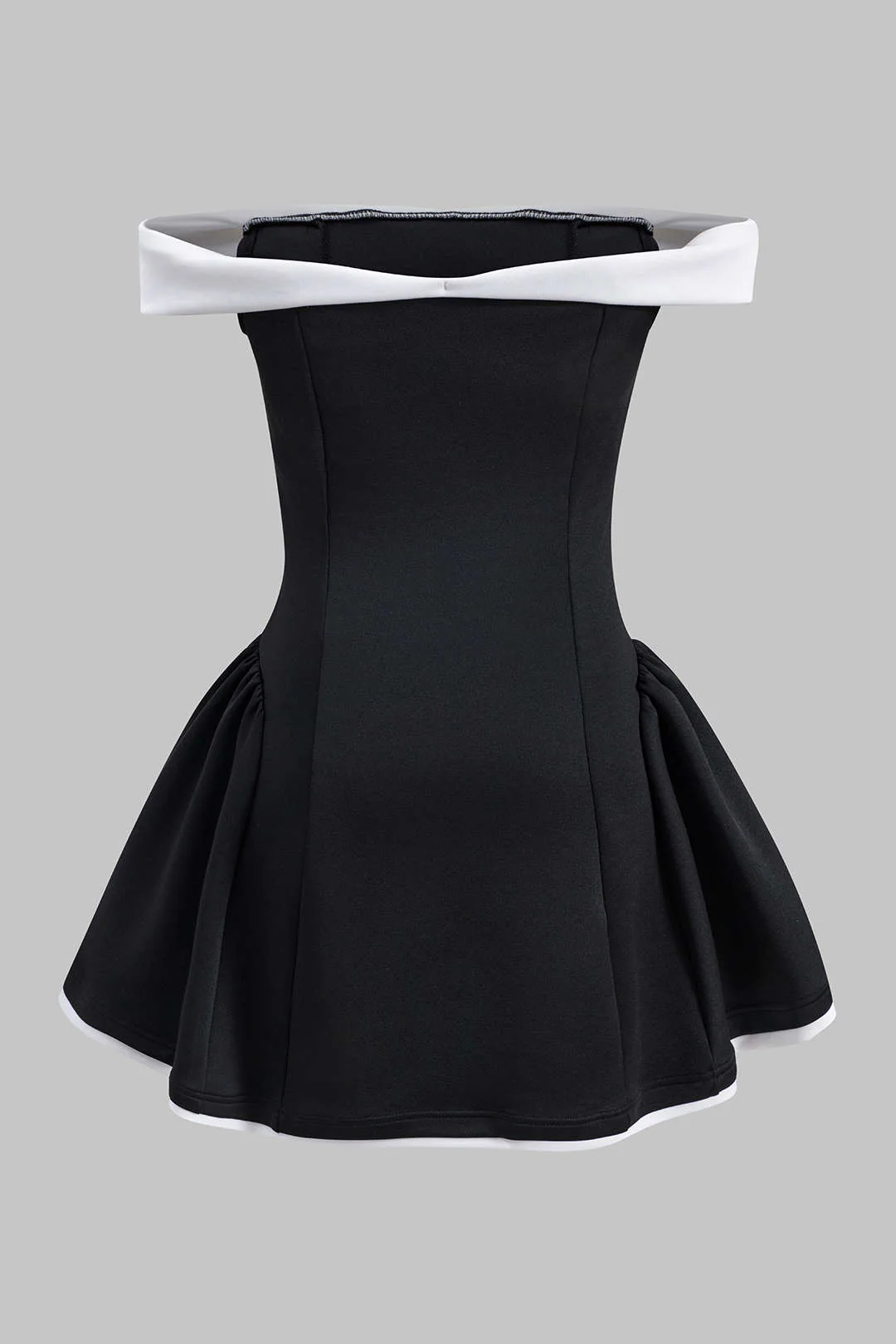 Contrast Ruched Strapless Sleeveless Mini Dress