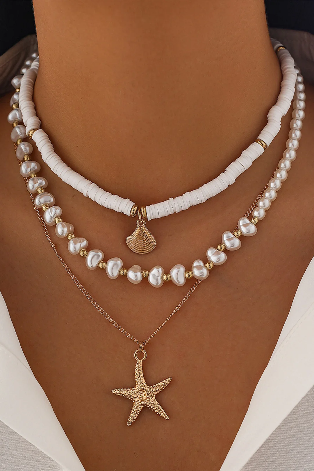 Irregular Stacked Shell Necklace