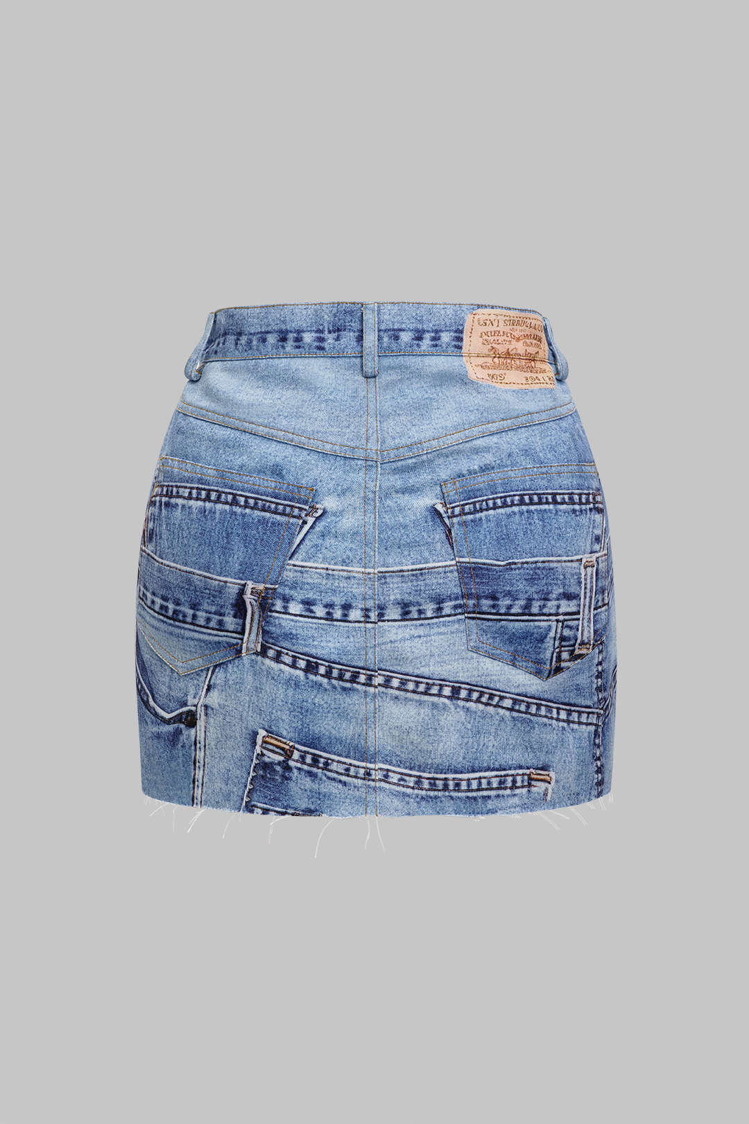 Abstract Print Washed Skirt