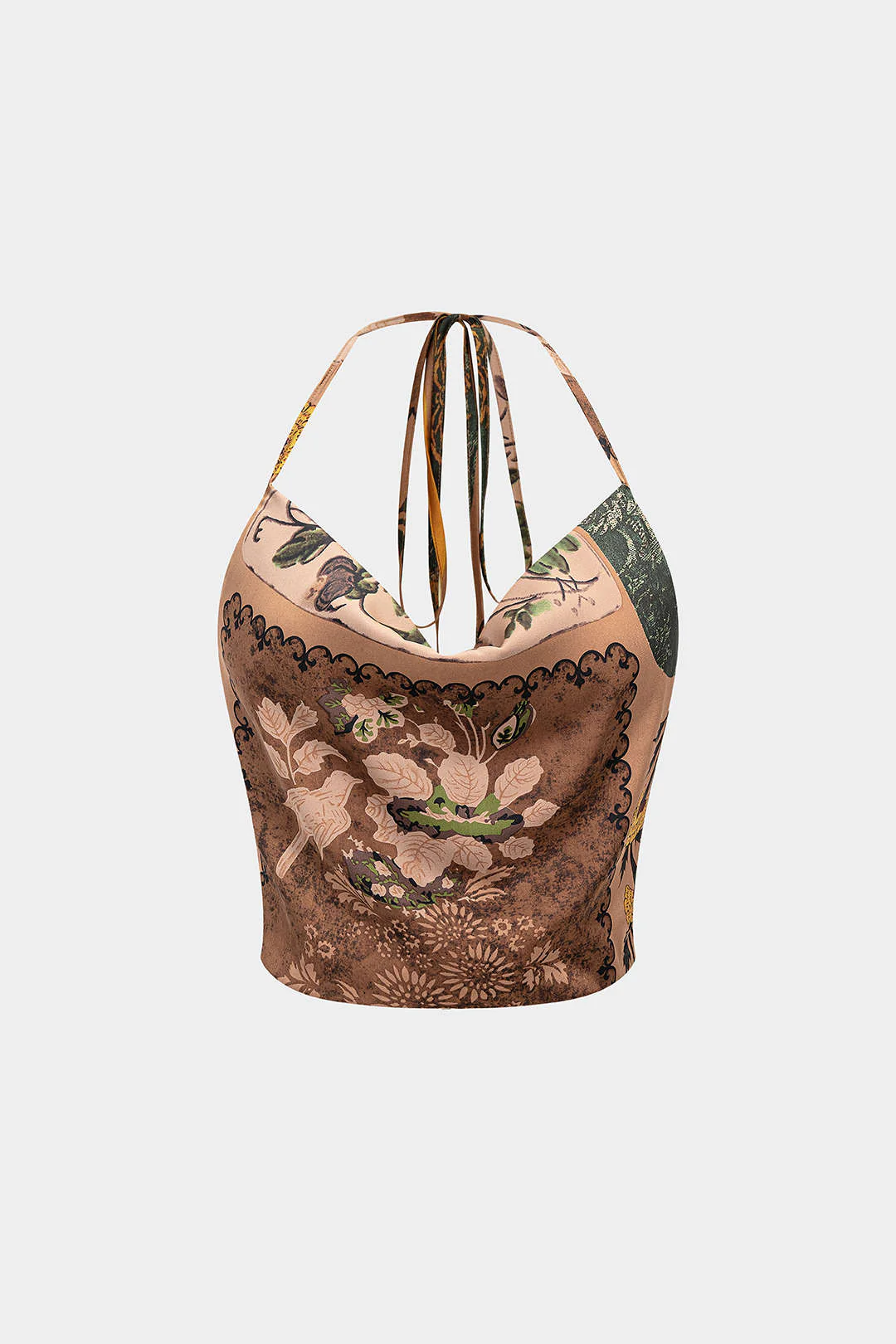 Floral Print Halter Neck Backless Camisole Top