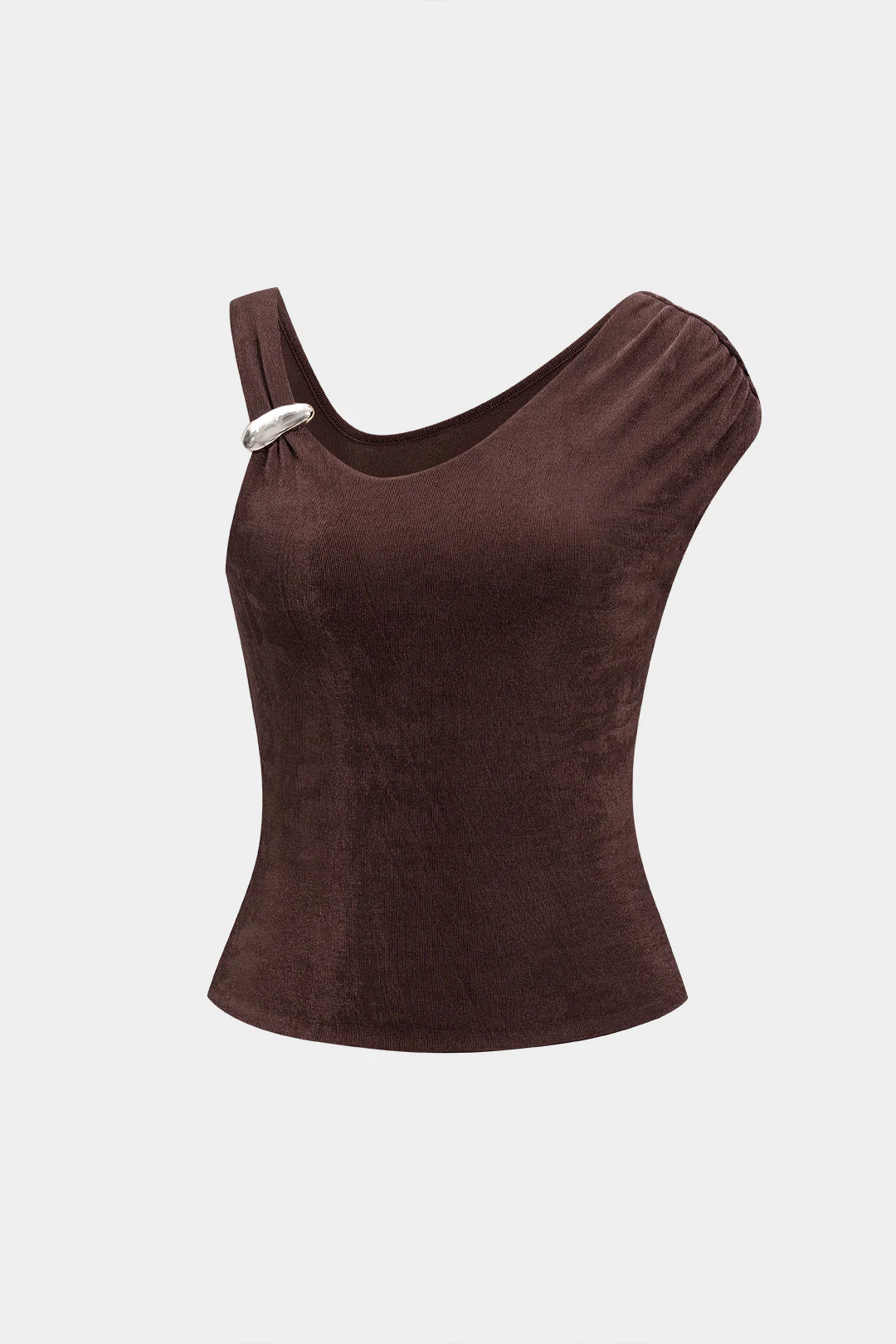 Metallic Decor Asymmetrical Neck Tank Top