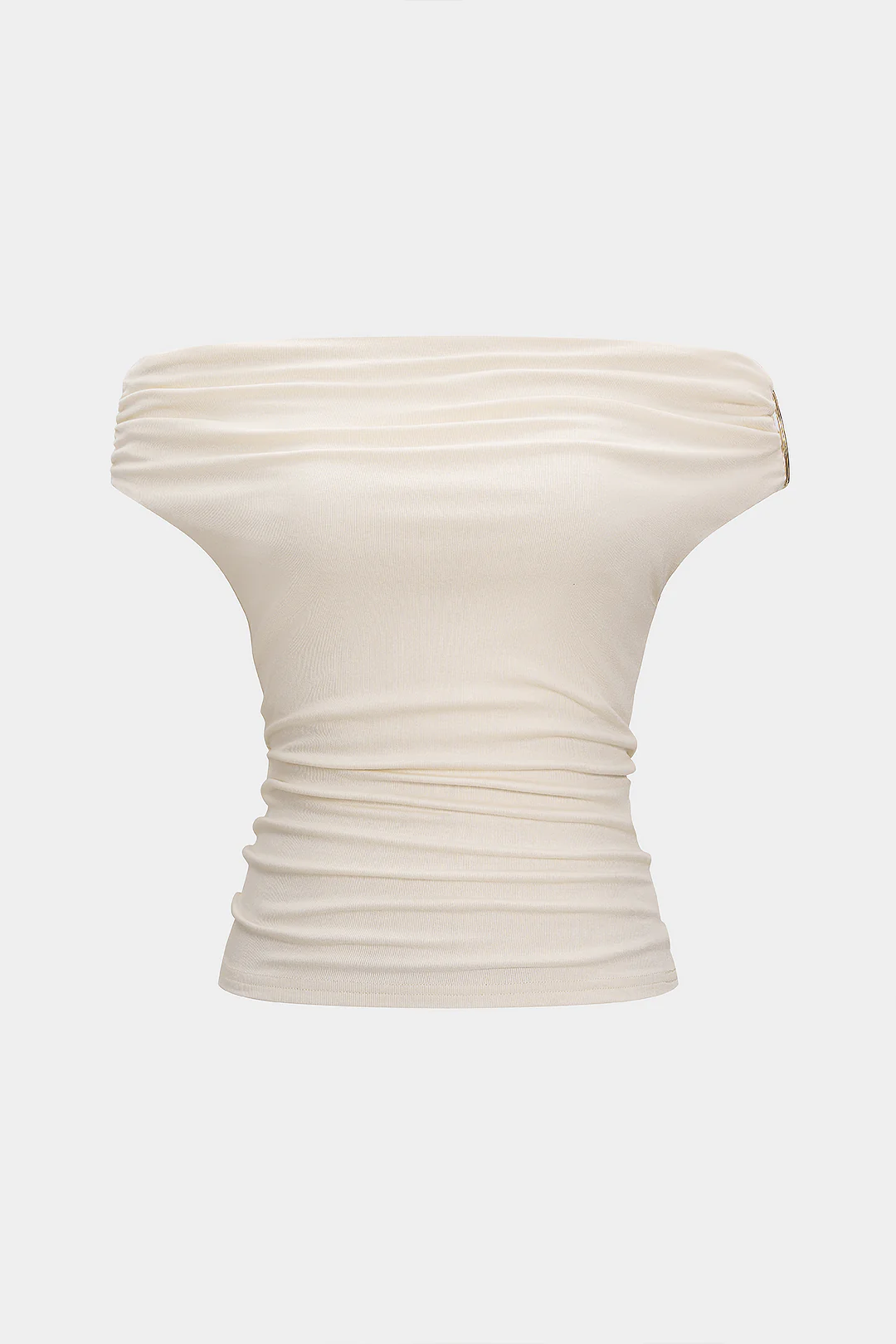 Off Shoulder Ruched Short Sleeve T-Shirt