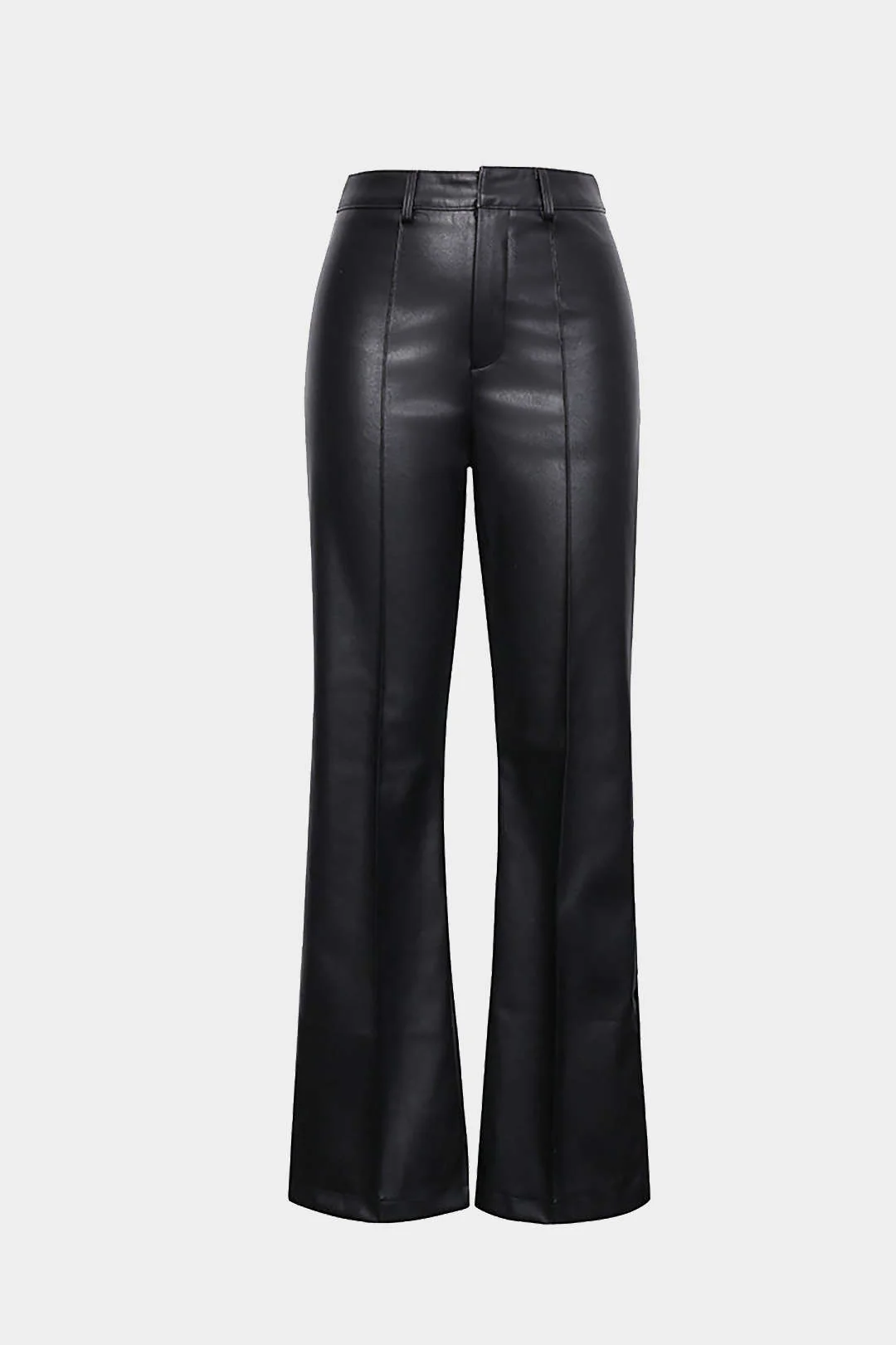 Faux Leather Straight-Leg Trousers
