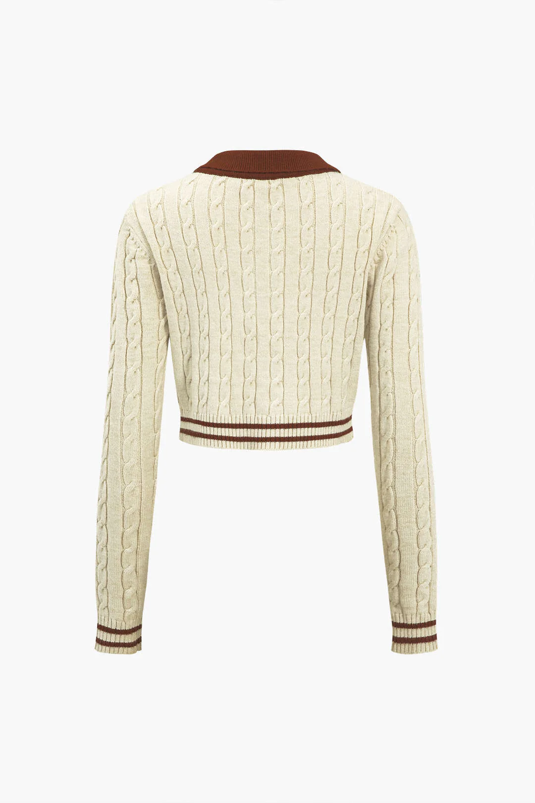 Color Block Knit Button with Fake Pockets Long Sleeve Top