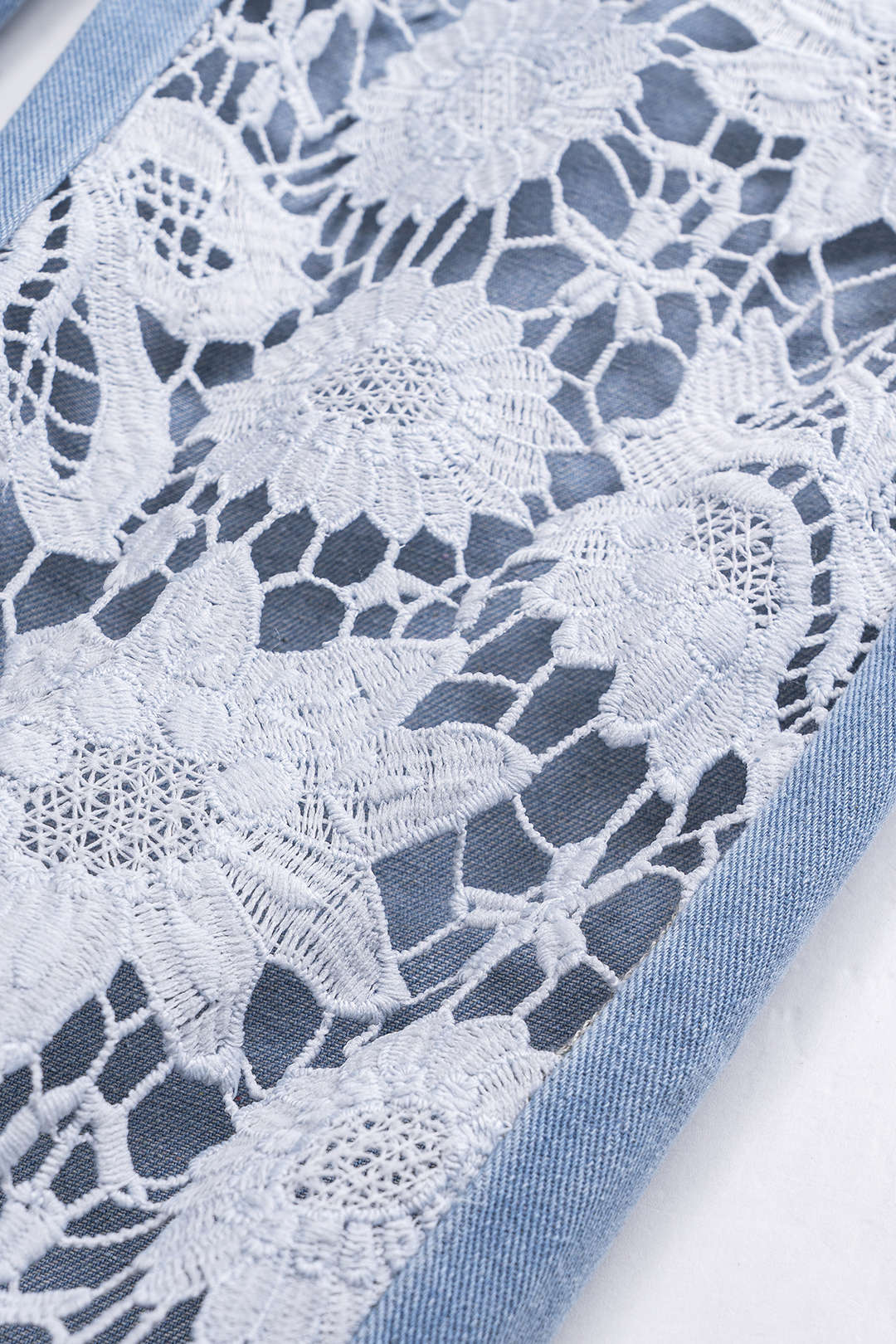 Denim Embroidery Patchwork Cut-Out Pocket Jeans