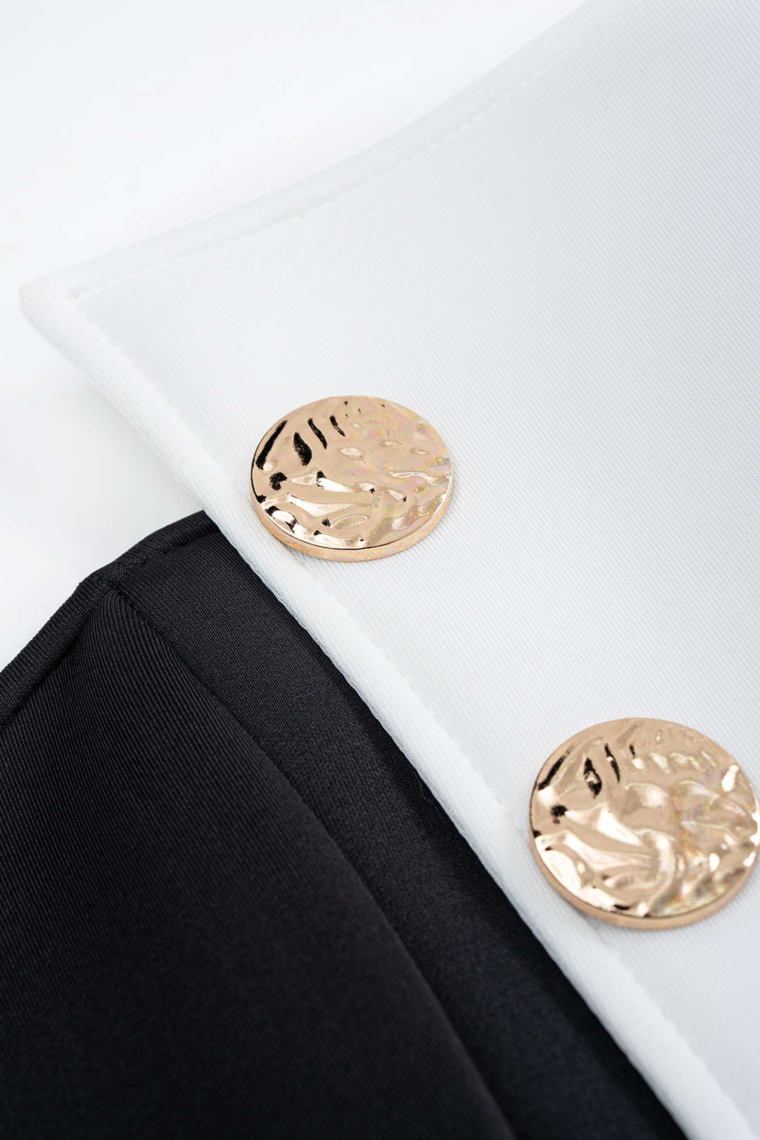 Asymmetrical Metallic Button Wrap Tube Top and High Waist Zipper Skirt Outfit Set