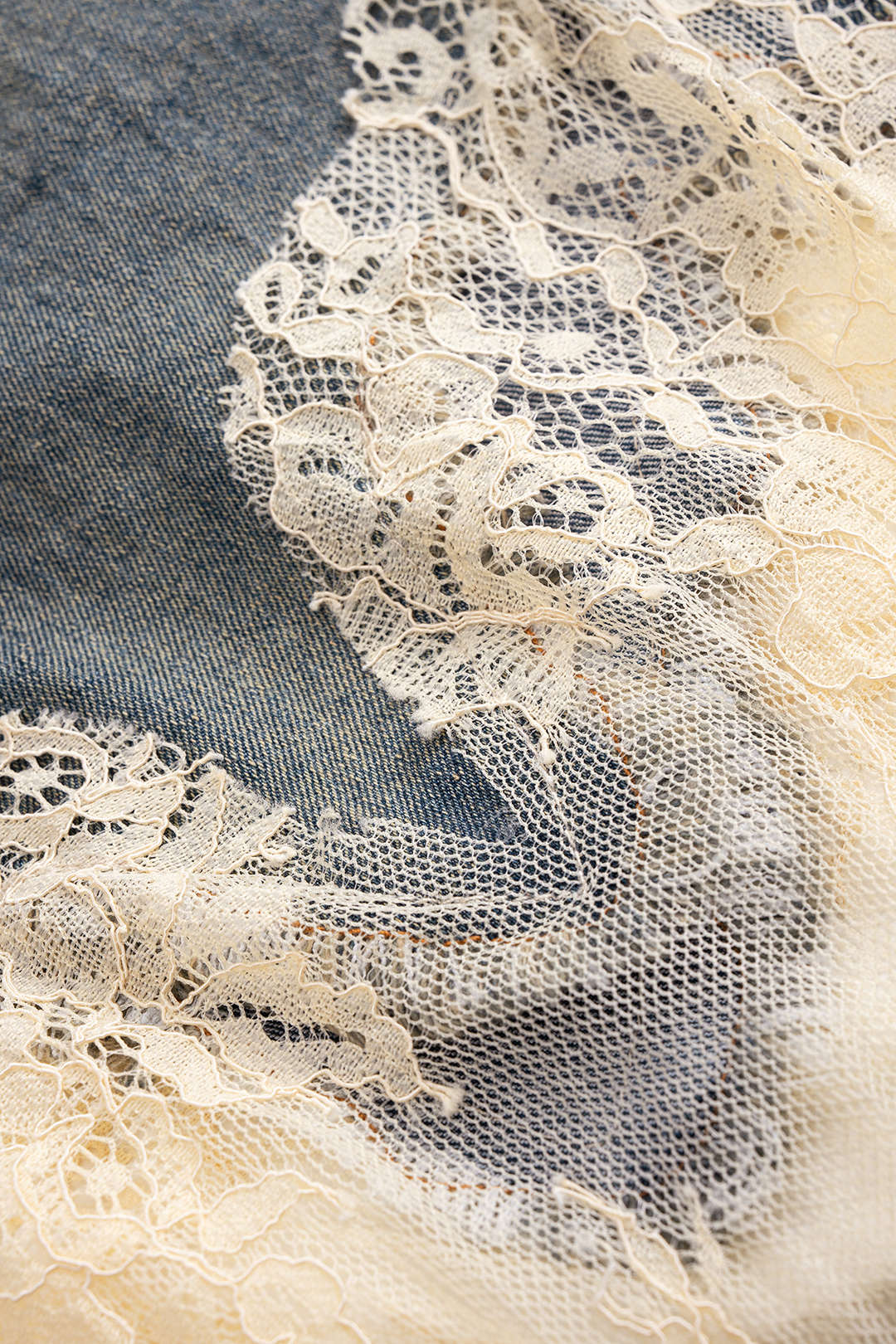 Denim Patchwork Drawstring Wide Leg Shorts