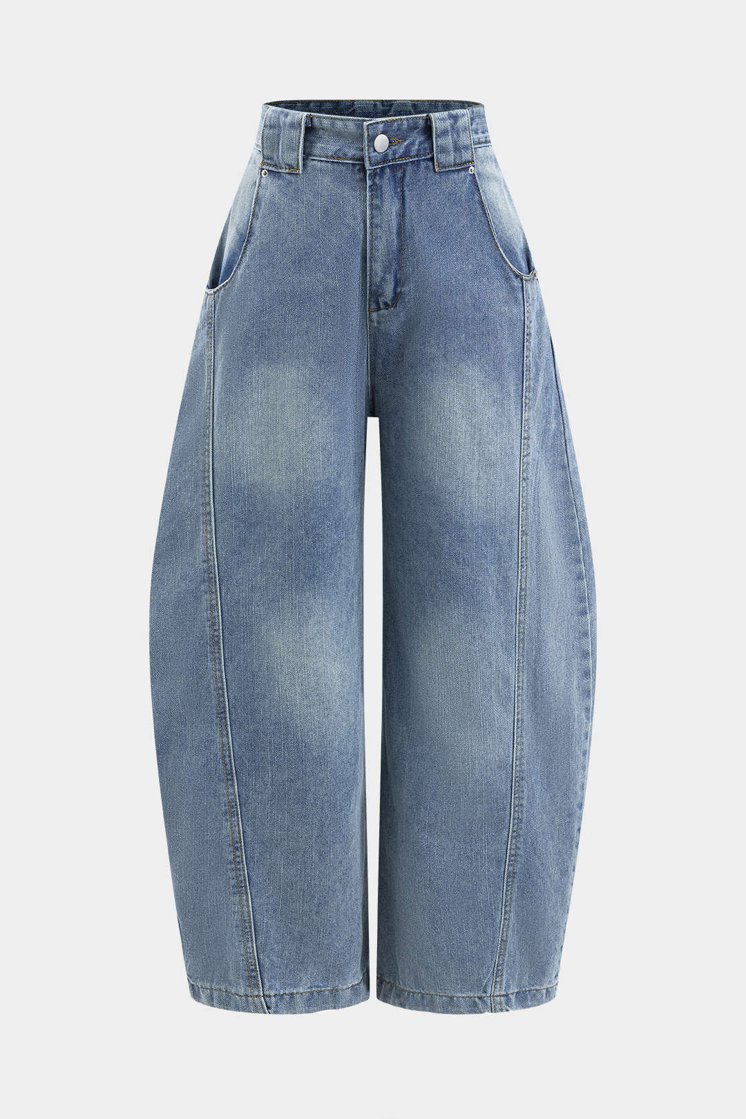 Denim Wide-Leg Barrel Jeans