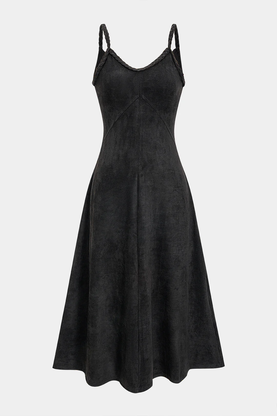 Suede Twist Knot Ruched Sleeveless Dress