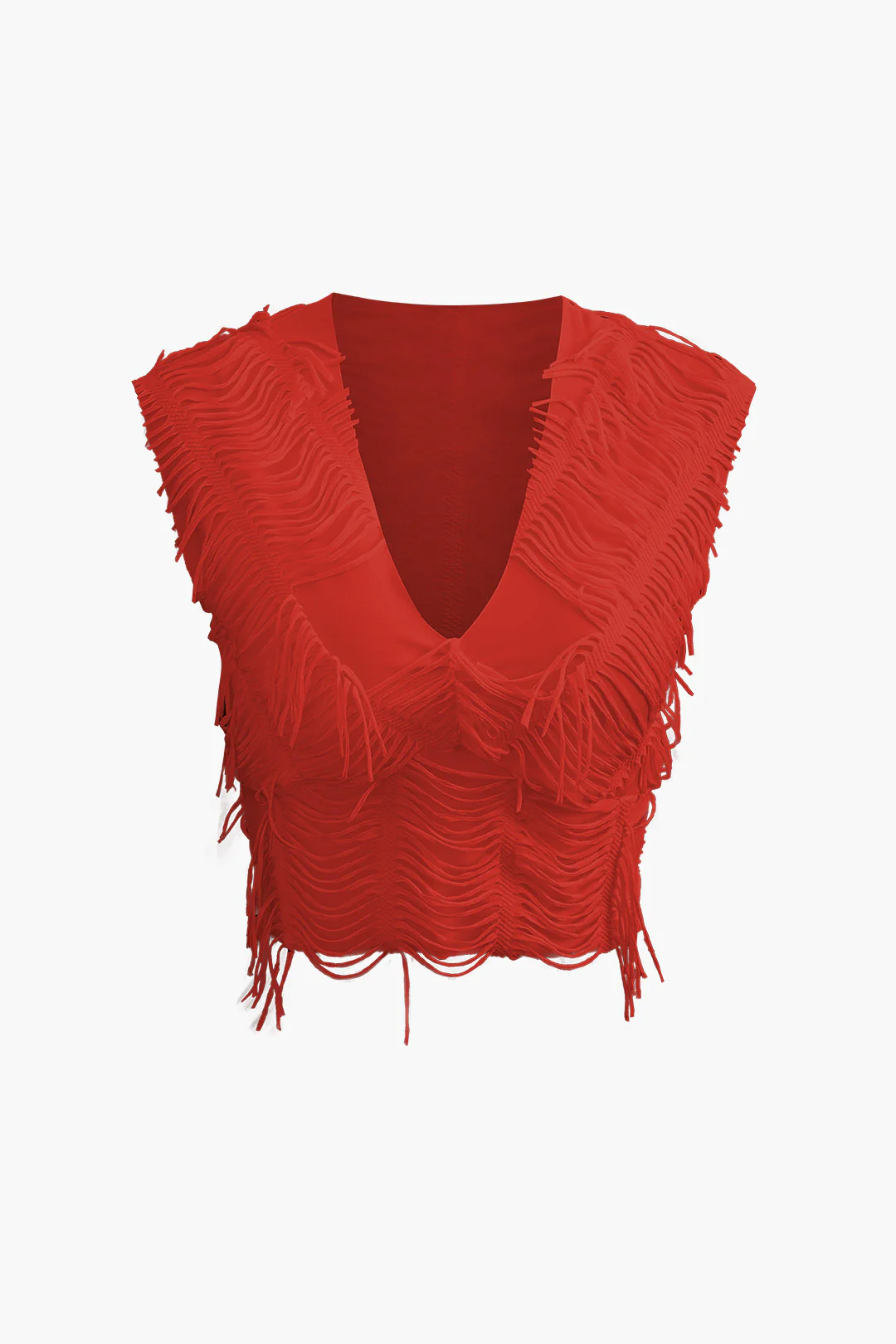 Distressed V-neck Cap Sleeve Crop Top and Slit Maxi Skirt Outfit Set