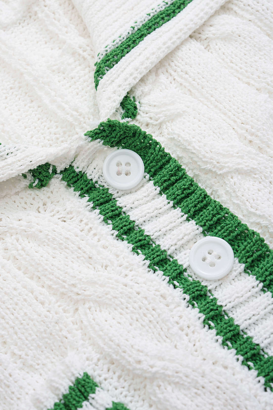 Contrasting Knit Buttoned Short-Sleeve Top