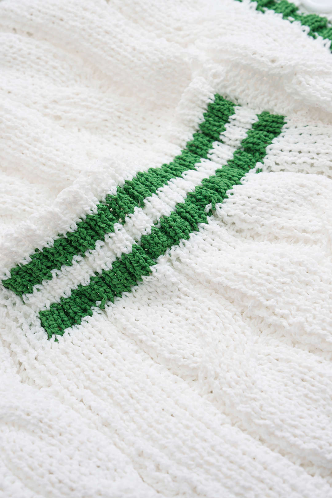 Contrasting Knit Buttoned Short-Sleeve Top