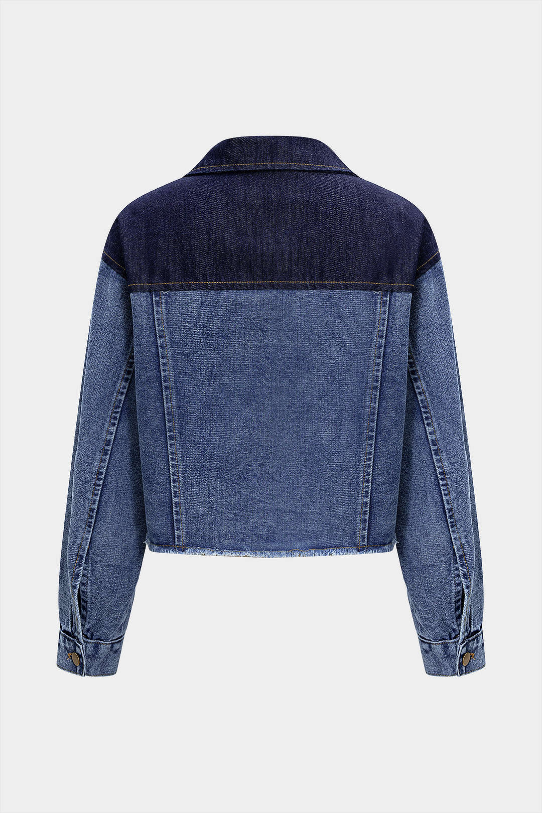 Contrast Button Frayed Denim Jacket