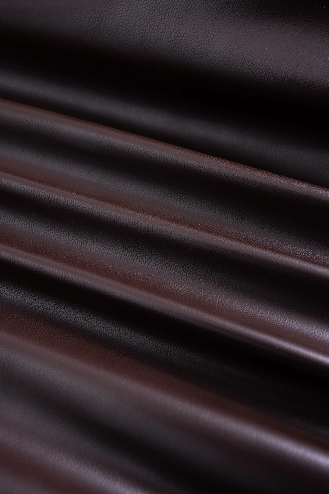 Faux Leather Zip-up V-Neck Long Sleeve Waist-Cinching Top