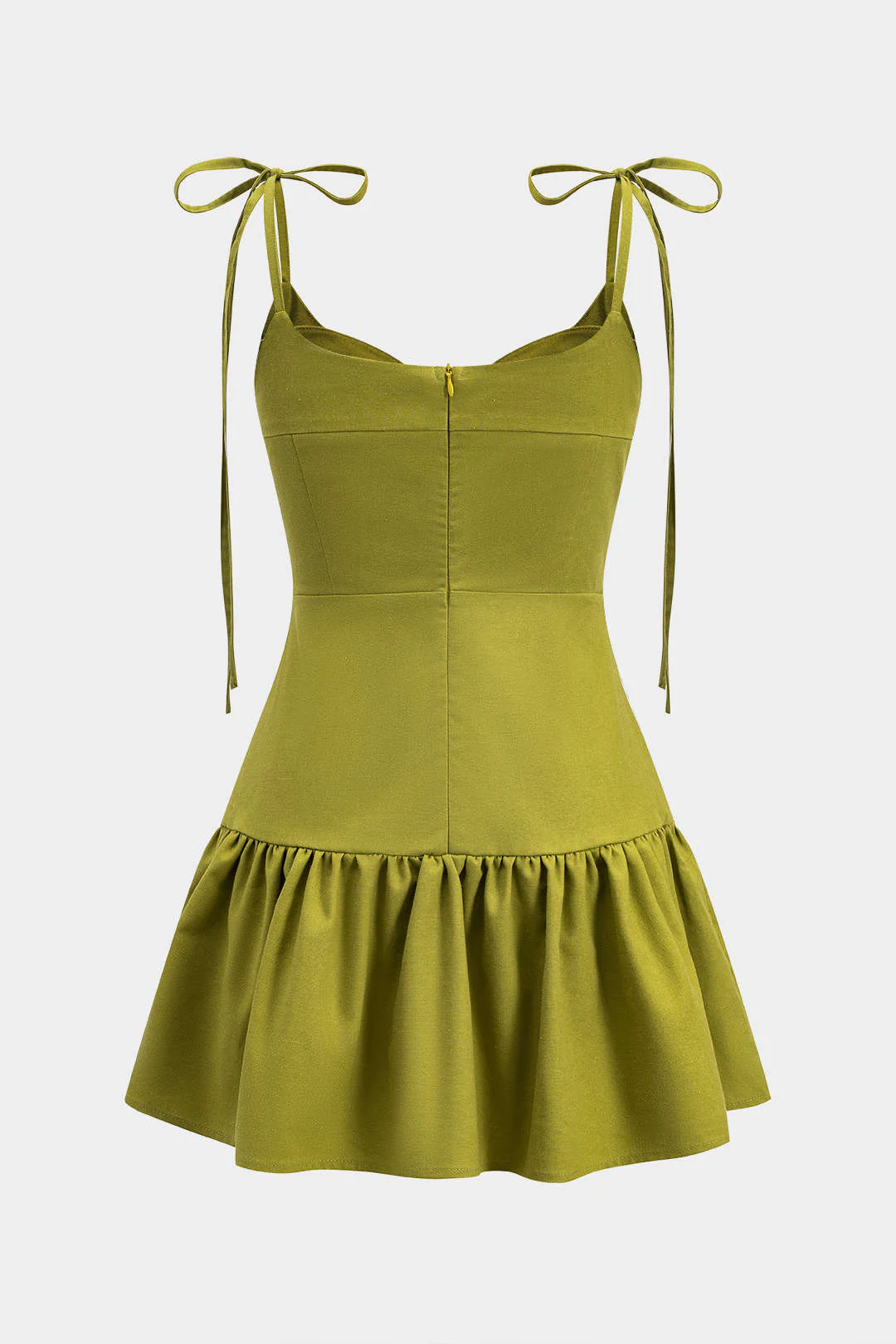 Linen Ruched Tie-Up Sleeveless Mini Dress
