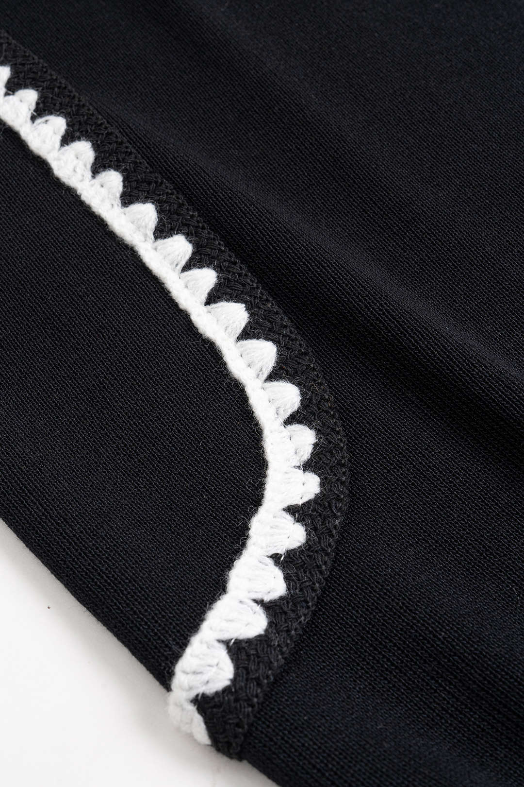 Knit Contrast Cut-Out Short Sleeve Top and Tie-Up Wide-Leg Trousers Set