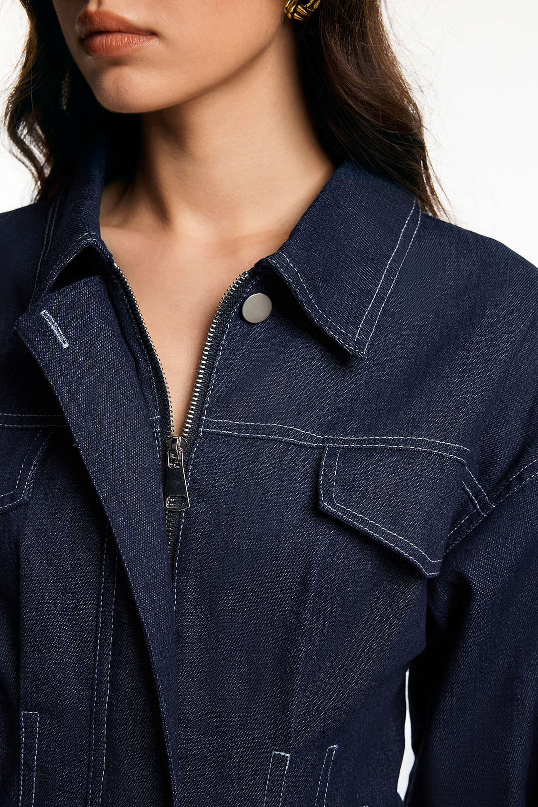 Pleated Denim Outerwear