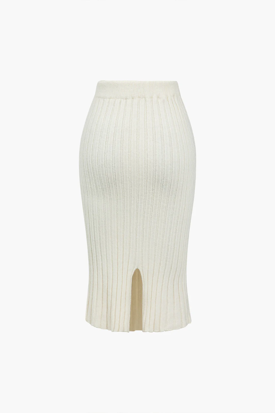 Simple Solid Knit Long Sleeve Bodycon Skirt Set