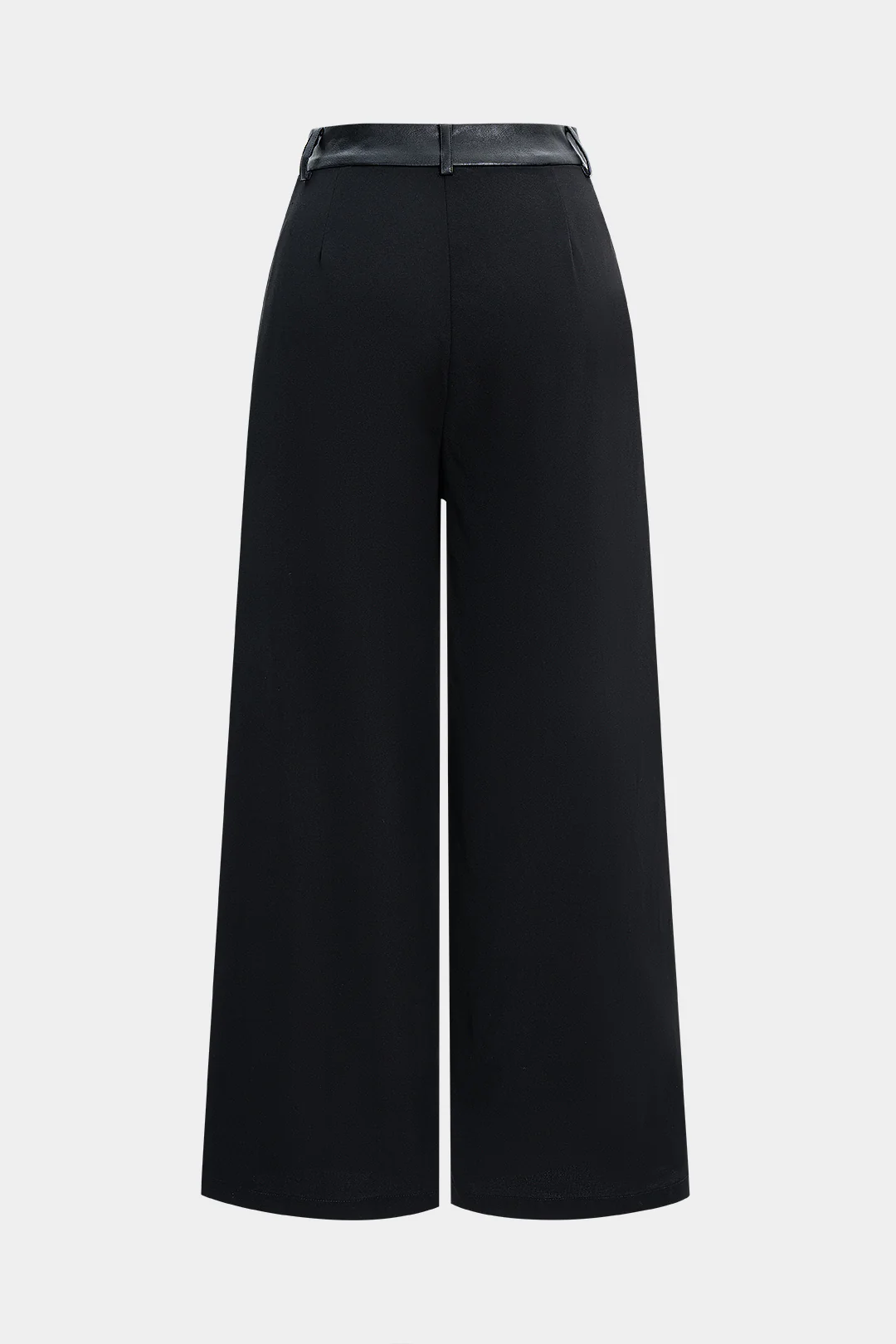 Faux Leather Patchwork Wide Leg Trousers