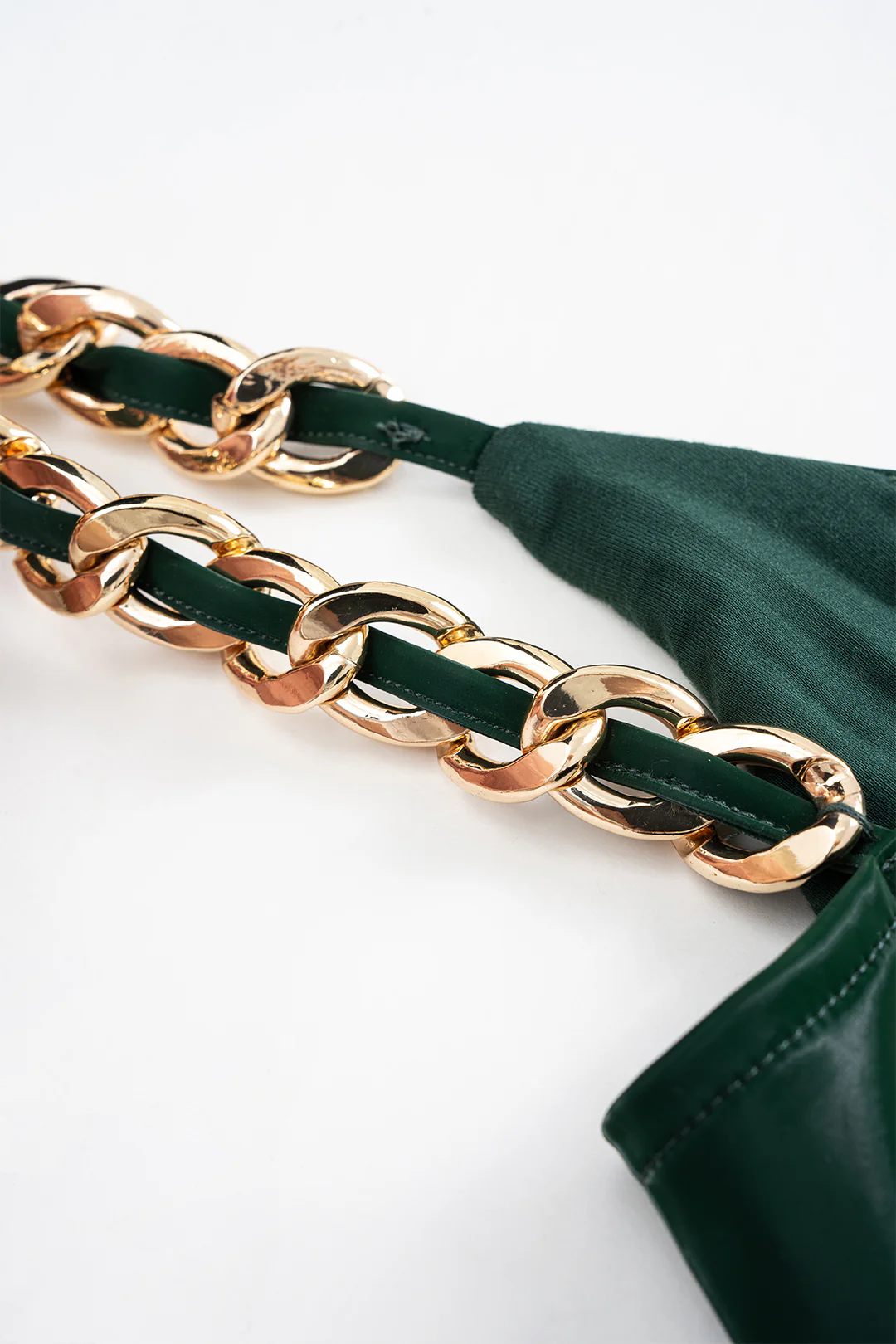 Faux Leather Chain Patchwork Sleeveless Bodysuit