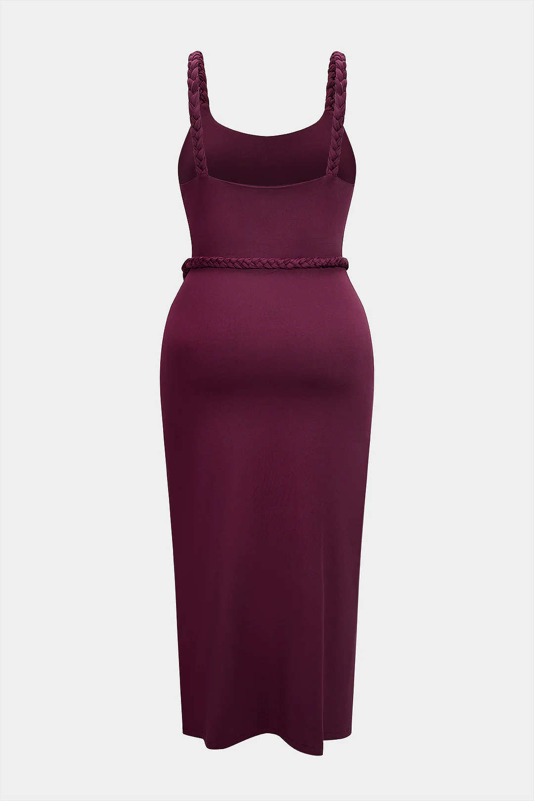 Plus Size Braided and Ruched Sleeveless Mid-length Dress