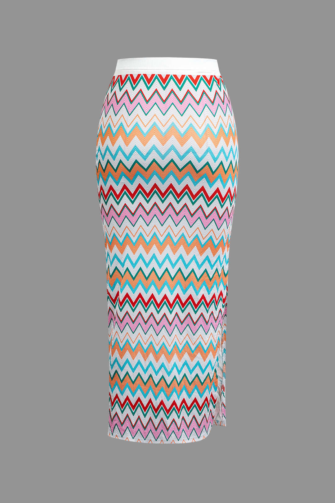 Contrasting V-neck Cropped Knit Tank Top and Split Maxi Skirt Set