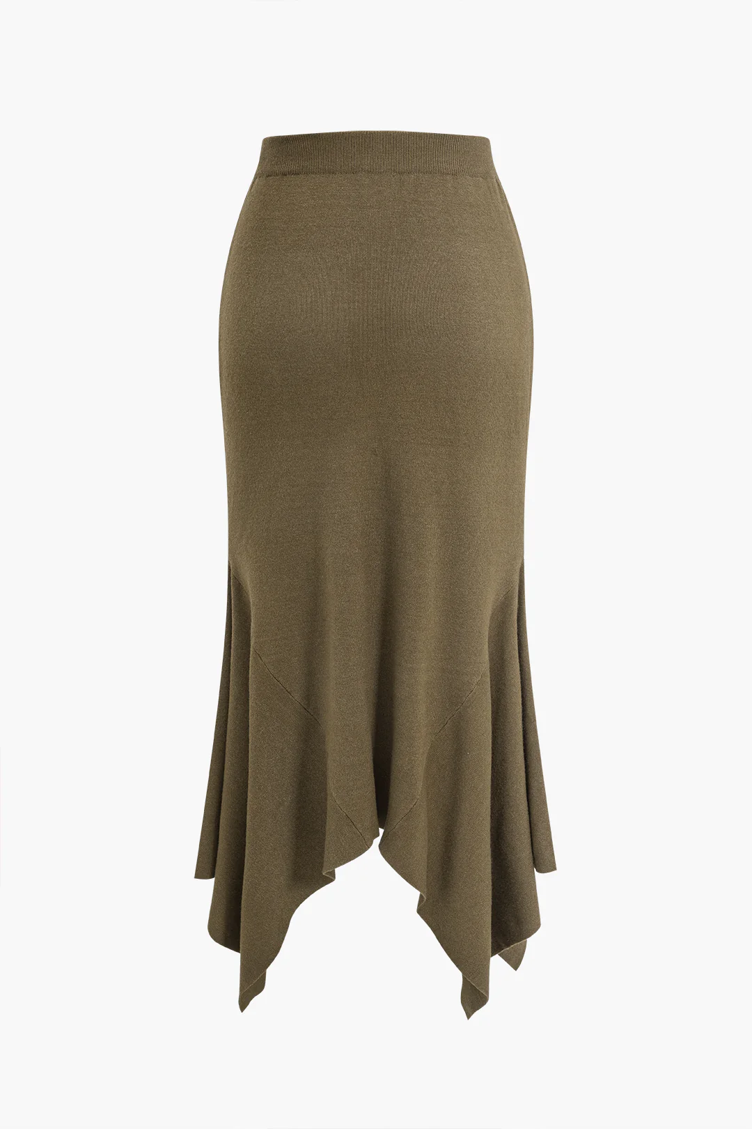 Solid Sweater Asymmetric Skirt