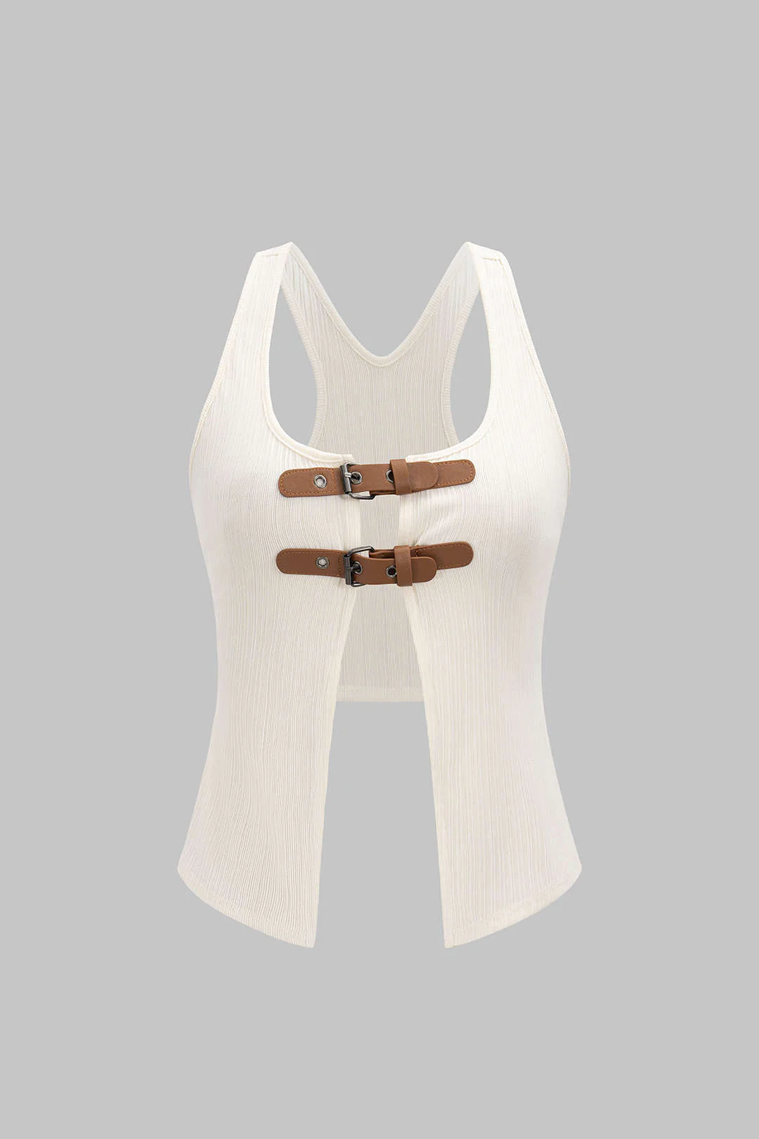 Metallic Linen Decorative Cut-Out Tank Top