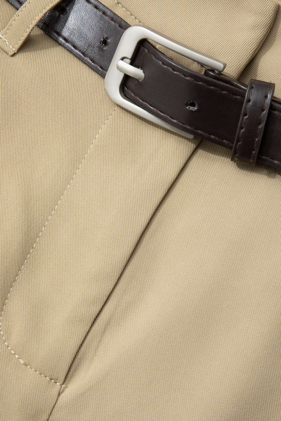 Ruched Wide-Leg Pants with Belt