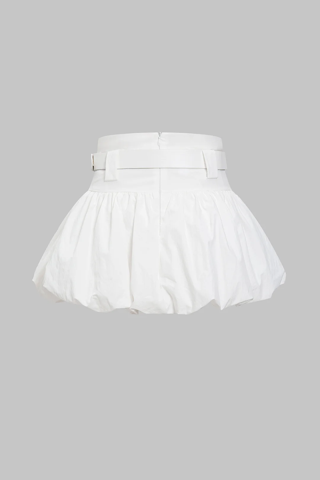 Belted Ruched Zipper Skirt