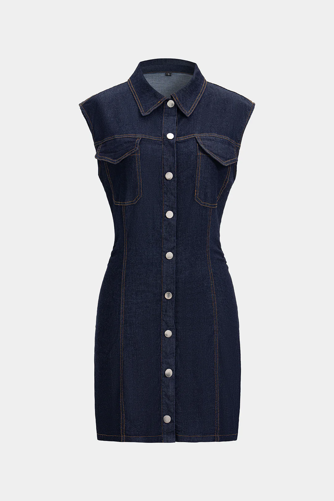 Denim Button Front Sleeveless Dress