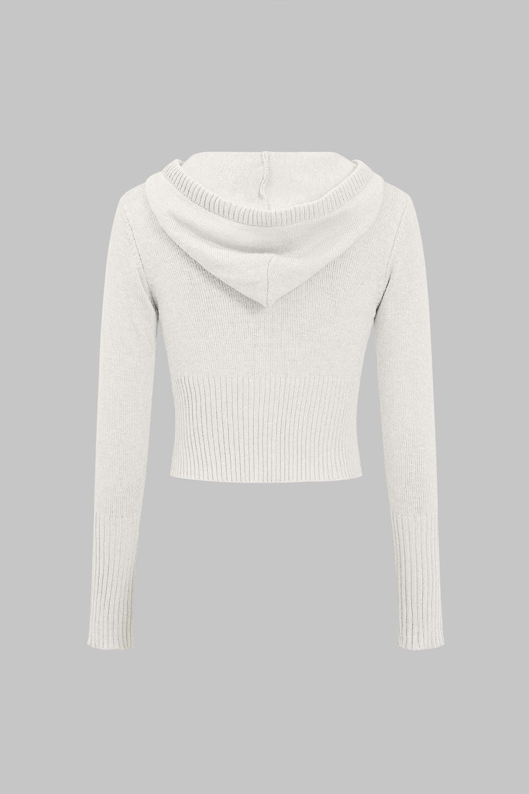 Solid Knit Hooded Top and Asymmetrical Pants Combo