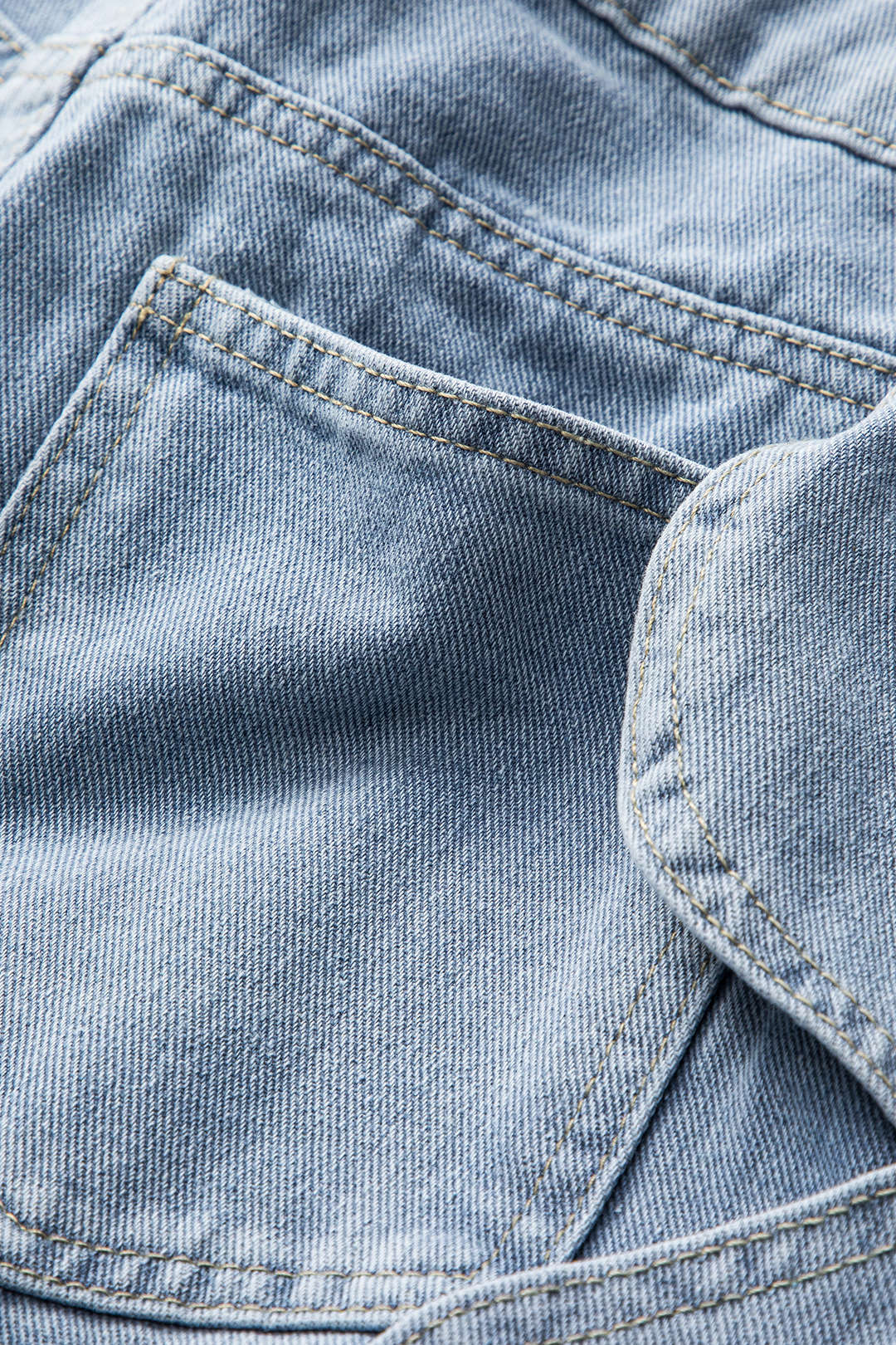 Denim Hollow-Out Button-Pocket Wide-Leg Jeans