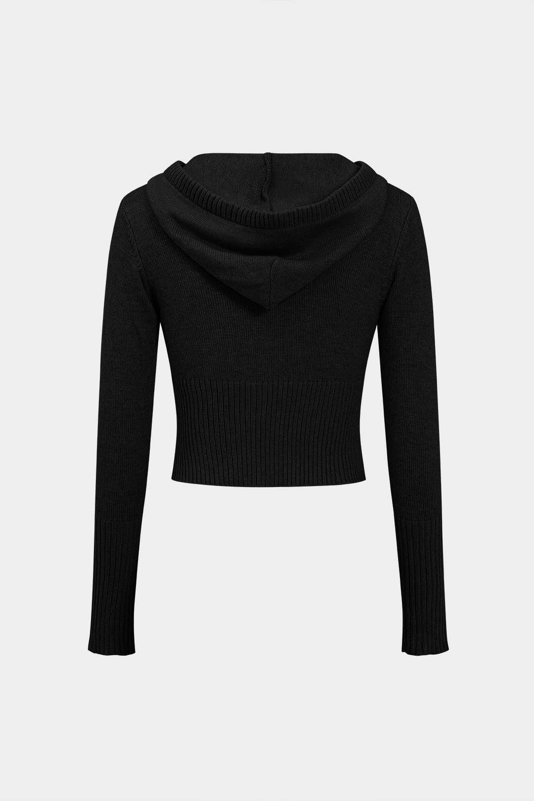 Solid Knit Hooded Top and Asymmetrical Pants Combo