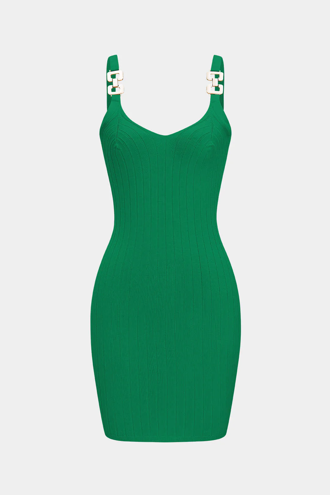 Knit Tank V-Neck Metallic Decor Sleeveless Dress