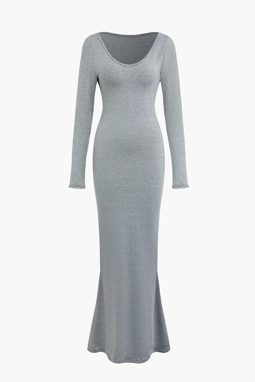 Solid Long Sleeve Maxi Dress