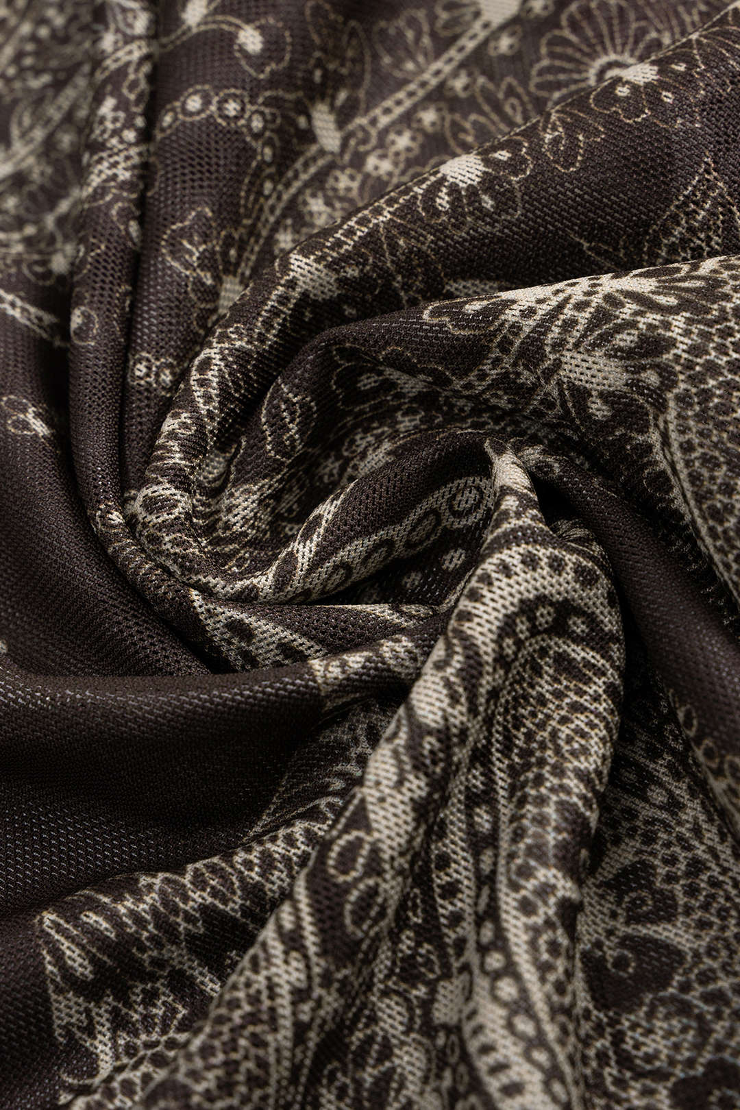 Retro Print Mesh Ruched High Waist Skirt