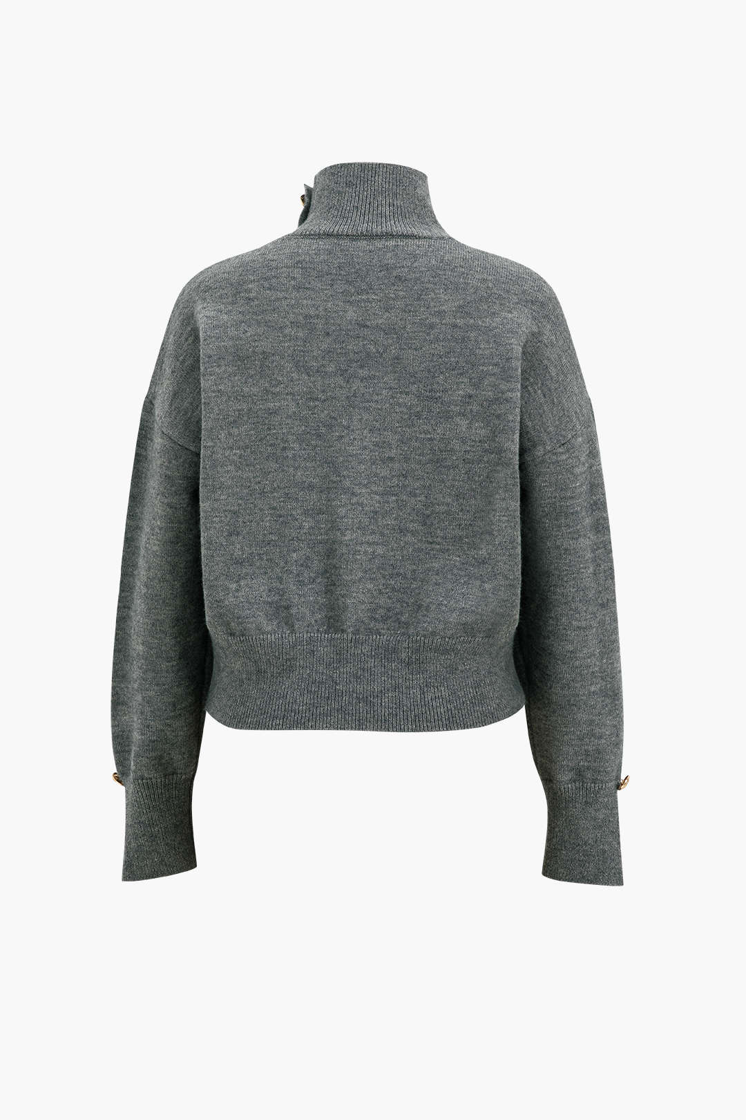 Knit Asymmetric Button Long Sleeve Top