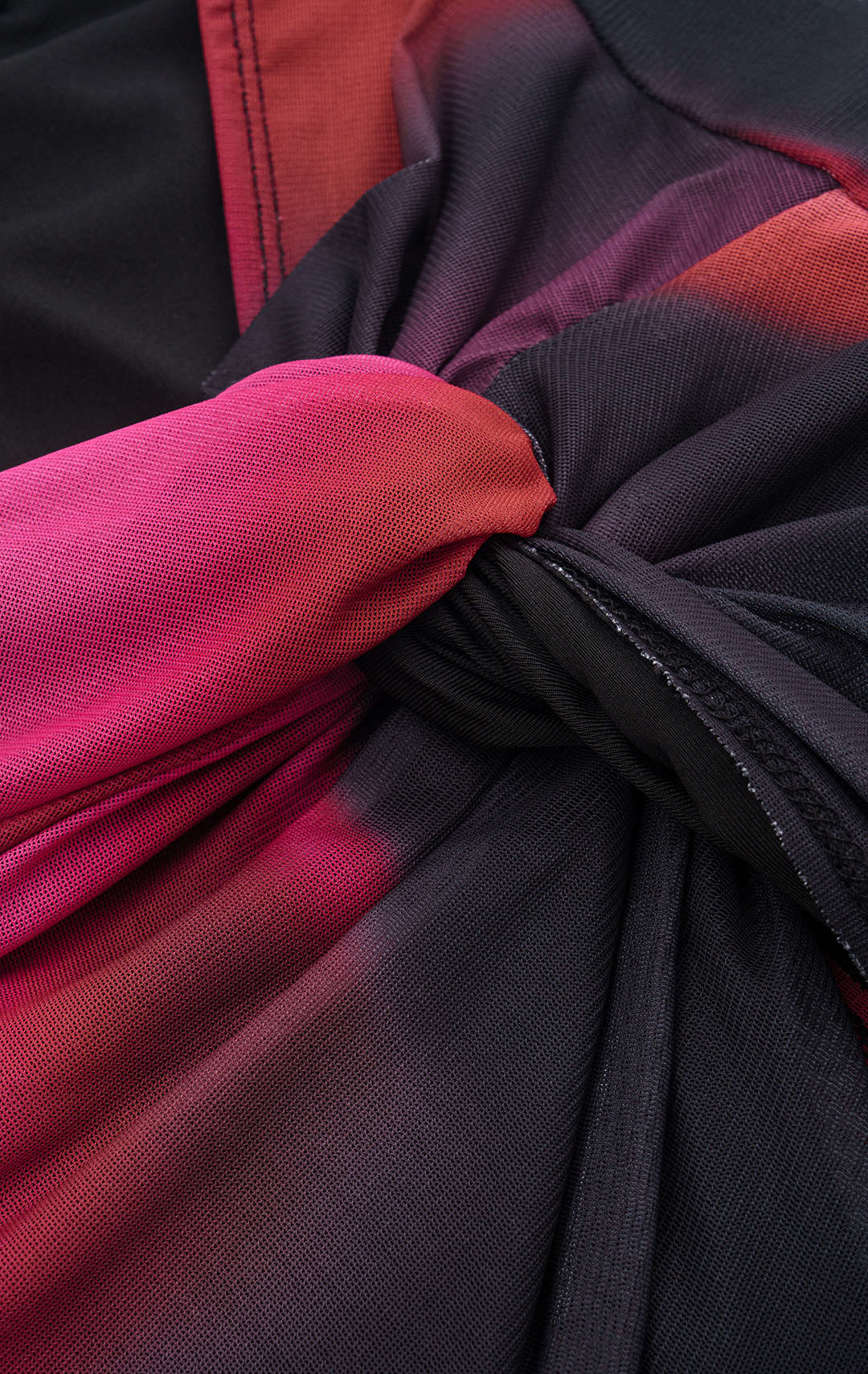 Colorblock Mesh Twist Knot Tank Top And Skirt Set