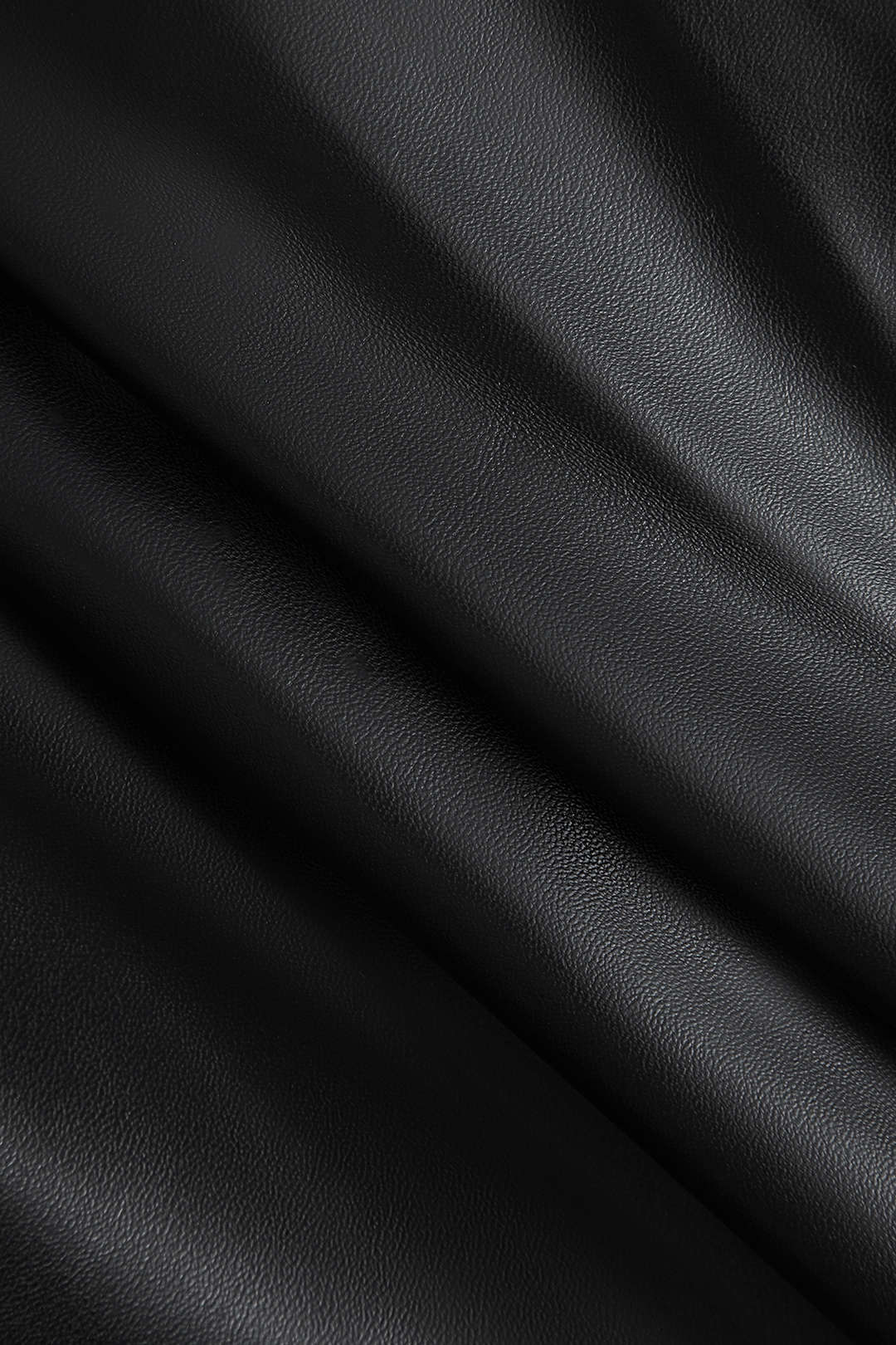 Solid Artificial Leather Ruched Skirt